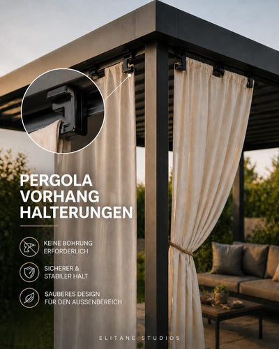 Vorhanghalter am Pergola-Profil eingeschoben